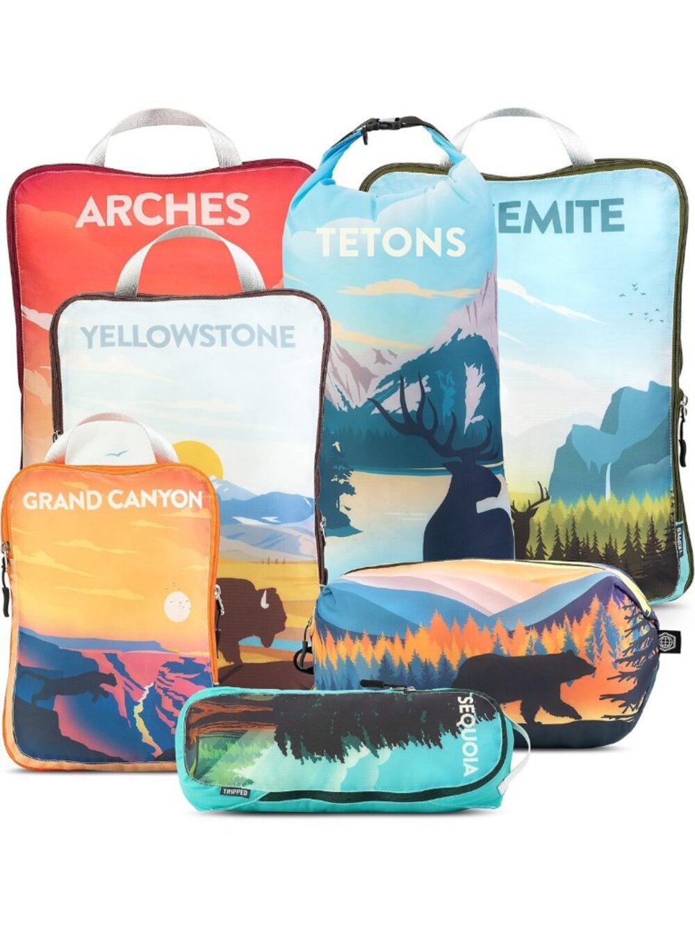 Large 7-Piece Compression Packing Cubes Set for Travel Organization & Space